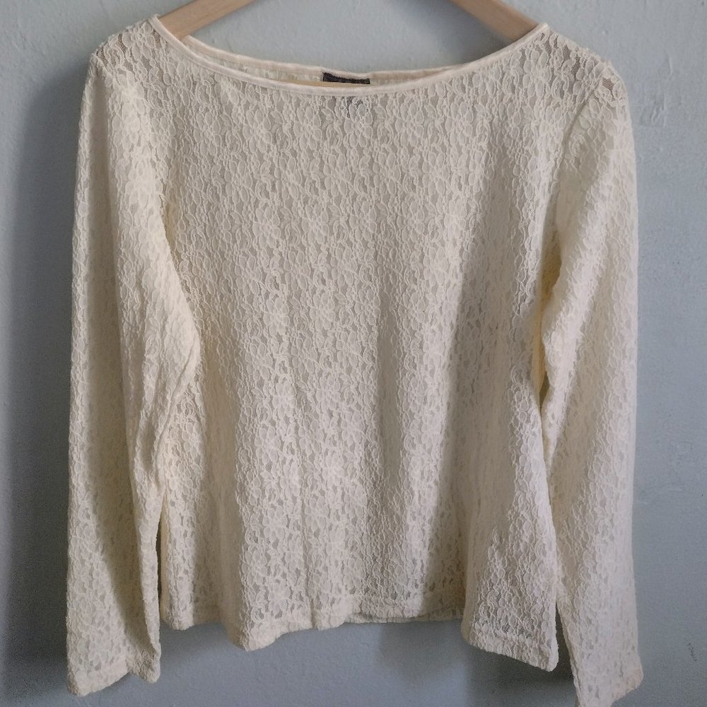 Country Road Cream Lace Long Sleeve Top